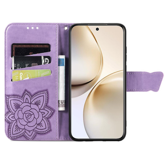 Klapkové puzdro pre Realme 14 Pro+ 5G, Butterfly, fialové