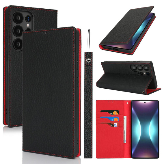 Klapkové puzdro pre Samsung Galaxy S25 Ultra, Litchi Skin Grain, čierne