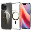 Puzdro MagSafe Spigen pre iPhone 16 Pro Max, Ultra Hybrid, priehľadné / zlaté + tvrdené sklo 9H