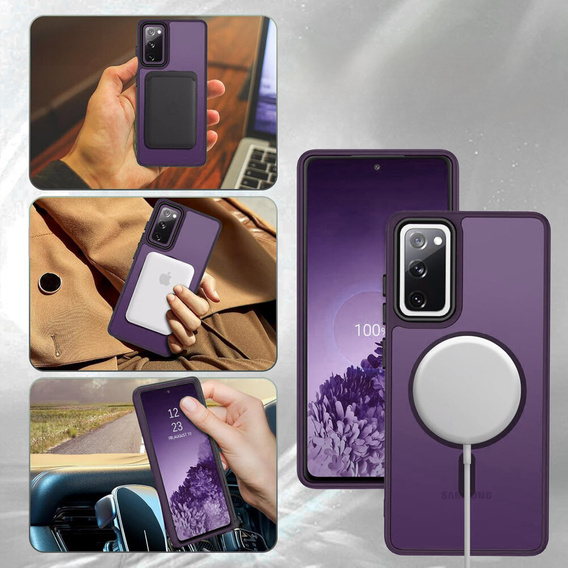 Puzdro pre Samsung Galaxy S20 FE, pre MagSafe, ERBORD Matt Case, tmavo fialová + sklo na displej