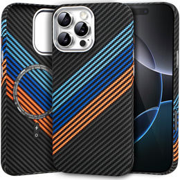 Puzdro pre iPhone 16 Pro, Carbon Fiber MagSafe, tmavomodré