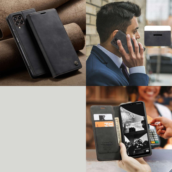 CASEME puzdro pre Samsung Galaxy M33 5G, Leather Wallet Case, čierne