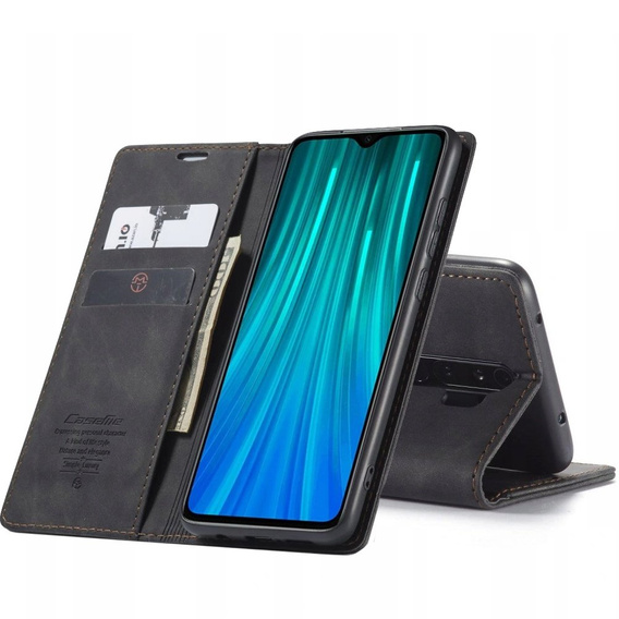 CASEME puzdro pre Xiaomi Redmi Note 8 Pro, Leather Wallet Case, čierne