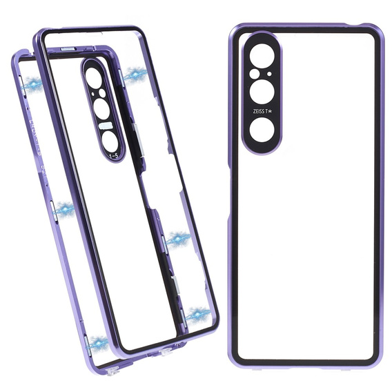 Puzdro pre Sony Xperia 1 V, Magnetic Dual Glass, fialové