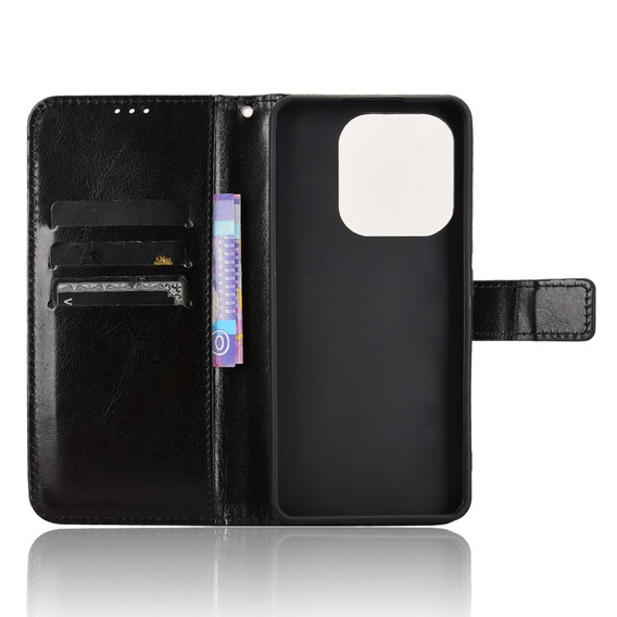 Klapkové puzdro pre Xiaomi Redmi Note 14 4G, Crazy Horse Wallet, čierne