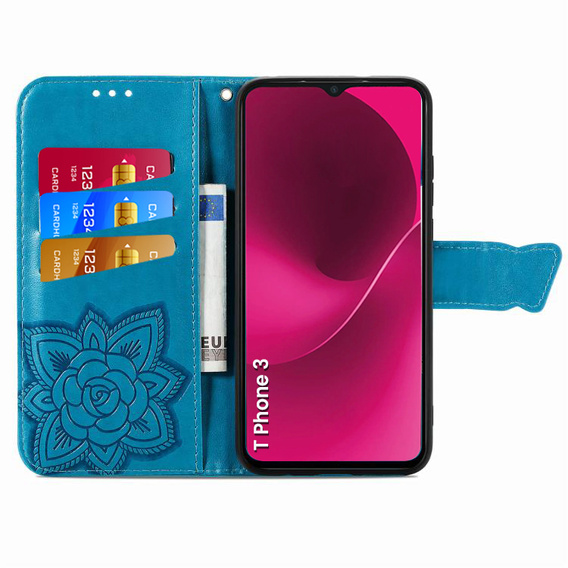 Klapkové puzdro pre T Phone 3 5G, Butterfly, modré