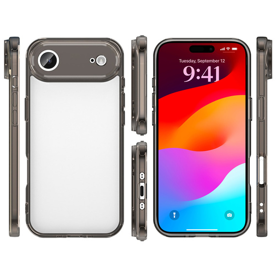 Silikónové puzdro pre iPhone Air, s tvrdou zadnou stranou, dymovo čierne
