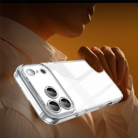 Silikónové puzdro pre iPhone 17 Pro Max, s tvrdou zadnou stranou, priehľadné