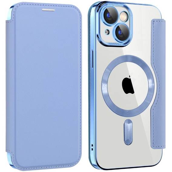 Klapkové puzdro pre iPhone 15, RFID Wallet MagSafe CamShield, modré