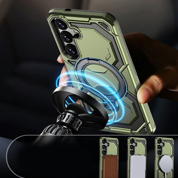 Magnetické puzdro s podstavcom pre Samsung Galaxy A57 5G, zelené