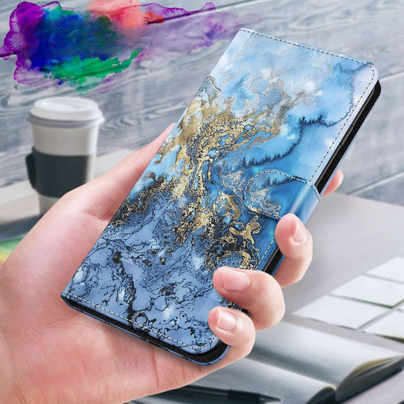 Klapkové puzdro pre Oppo A17, Wallet, Marble modré