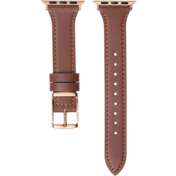 Pasek Skórzany do Apple Watch 1/2/3/4/5/6/7/8/SE/Ultra 42/44/45/49mm, Brązowy