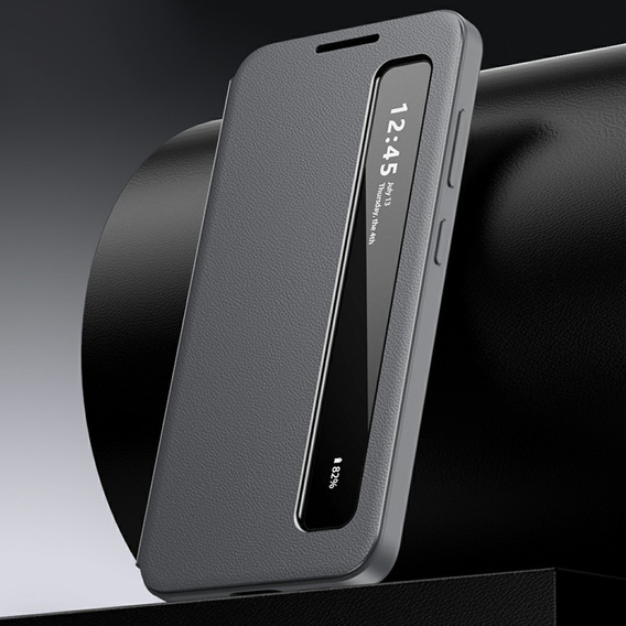 Kožené puzdro Smart View Window pre Samsung Galaxy S26, sivé