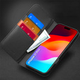 QIALINO kožené peňaženkové flipové puzdro pre iPhone 17 Pro - čierne