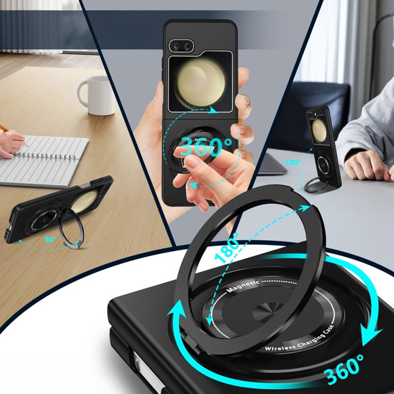 GKK puzdro pre Galaxy Z Flip 5 5G, rohy odolné proti pádu MagSafe, transparentné / fialové