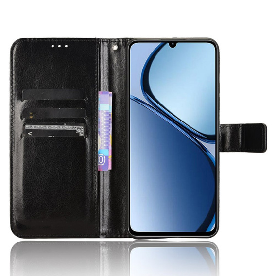 Klapkové puzdro pre Realme C61, Crazy Horse Wallet, čierne