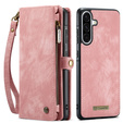 CASEME puzdro pre Samsung Galaxy A56 5G, Retro Leather Wallet, s remienkom, ružové