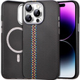 Puzdro pre iPhone 14 Pro, Carbon Fiber MagSafe, čierne