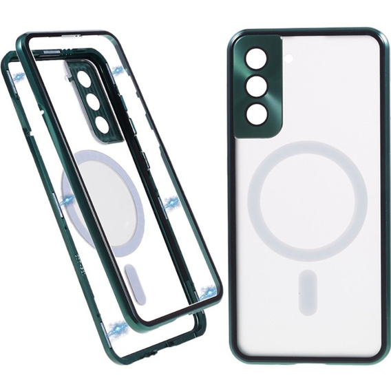 Magnetické puzdro Dual Glass MagSafe pre Samsung Galaxy S22 Plus, zelený