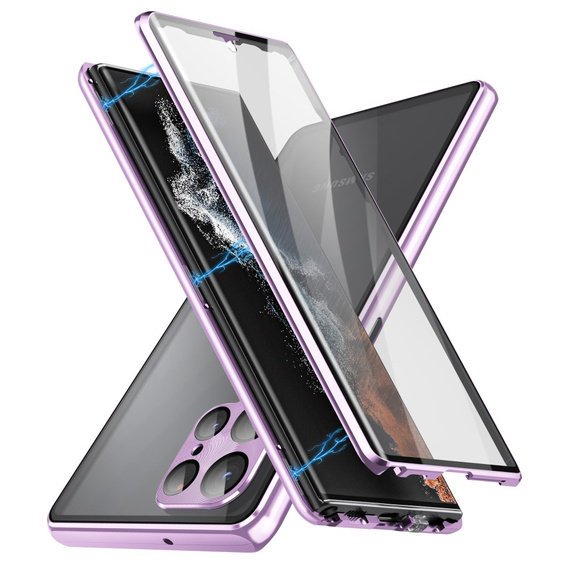 Puzdro pre Samsung Galaxy S24 Ultra, Magnetic Dual Glass, fialové