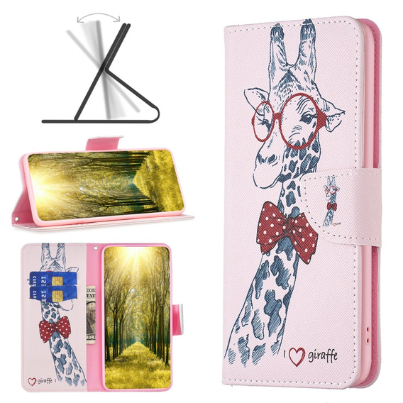Klapkové puzdro pre Samsung Galaxy A05s, Wallet, giraffe, ružové