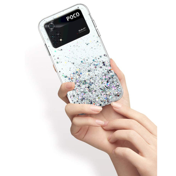 Obal na mobil pre Xiaomi Poco M4 Pro 4G, Glittery, strieborné