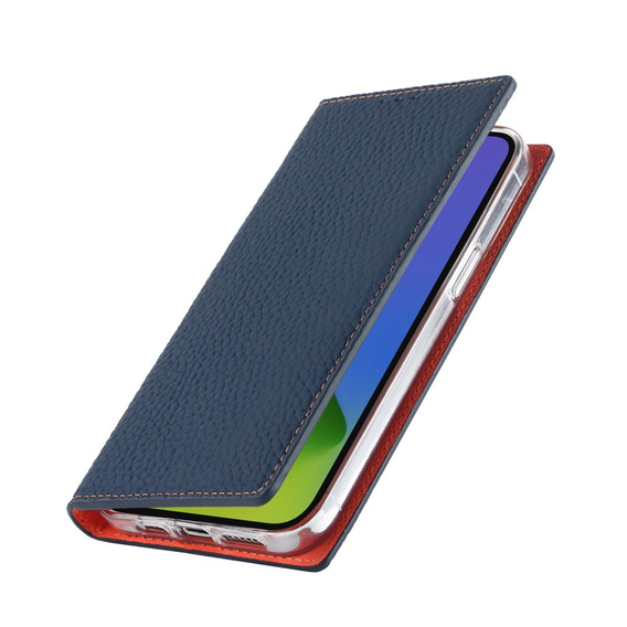 Klapkové puzdro pre iPhone 14 Pro Max, Litchi Skin Grain, tmavomodré