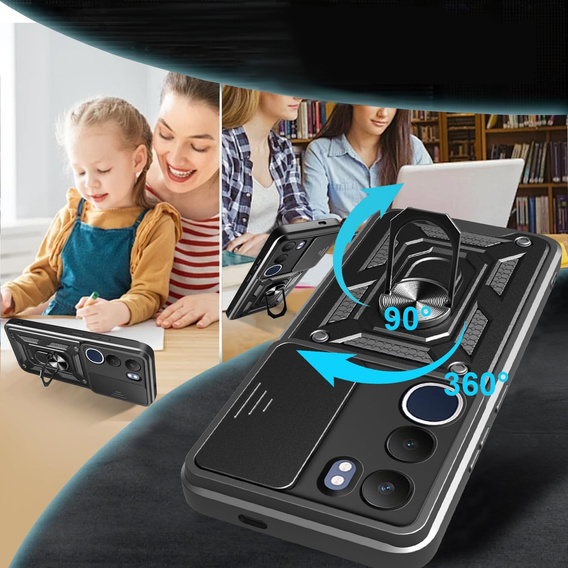 Obal na mobil pre Vivo Y19s, CamShield Slide, čierne