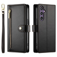 Klapkové puzdro pre Samsung Galaxy S25, Wallet Zipper Pocket, čierne