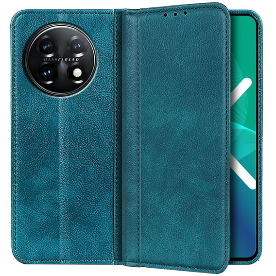 Flipové puzdro pre OnePlus 11 5G, Split Leather, zelený