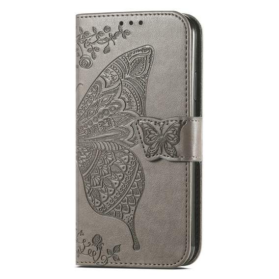 Klapkové puzdro pre Xiaomi Redmi 12C, Butterfly, sivé