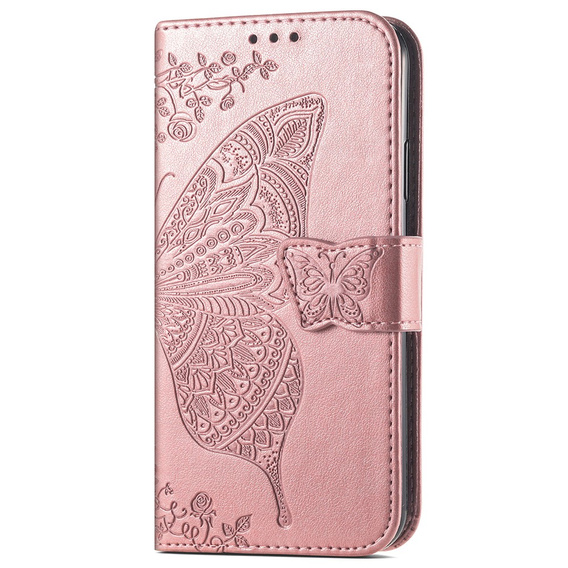 Klapkové puzdro pre Xiaomi 14T Pro, Butterfly, ružové rose gold