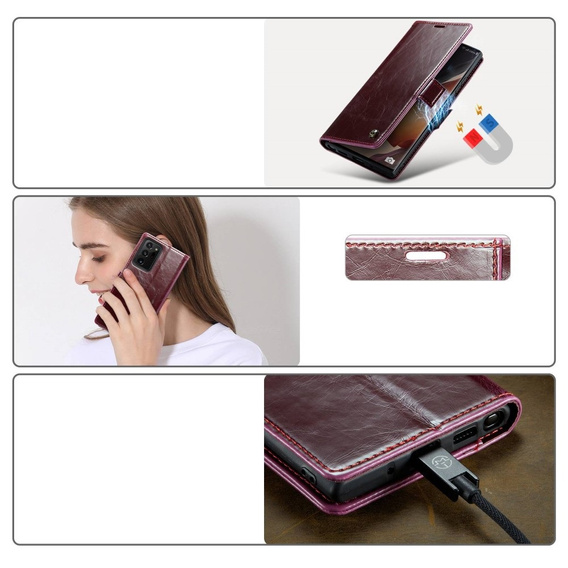 CASEME flipové puzdro pre Samsung Galaxy Note 20 Ultra, Waxy Textured, červené