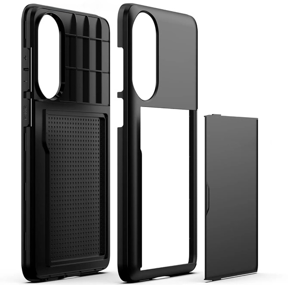 Obal na mobil pre Samsung Galaxy S25 Edge, Sliding Card Holder, čierne