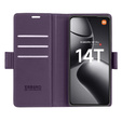 Puzdro pre Xiaomi 14T Pro, ERBORD Glossy Litchi, flipová peňaženka, fialové