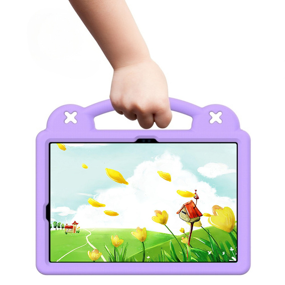 Detské puzdro pre Samsung Galaxy Tab S10 Lite / S10 FE / S9 FE, Cute Patterns, so stojanom, fialový