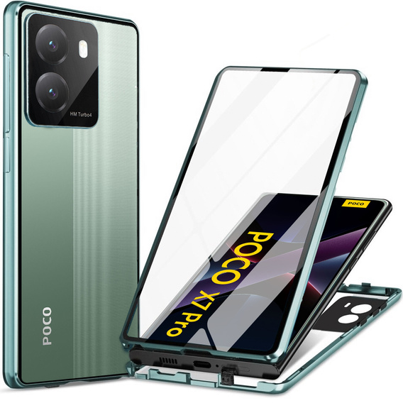 Puzdro pre Xiaomi Poco X7 Pro 5G, Magnetic Dual Glass, zelený