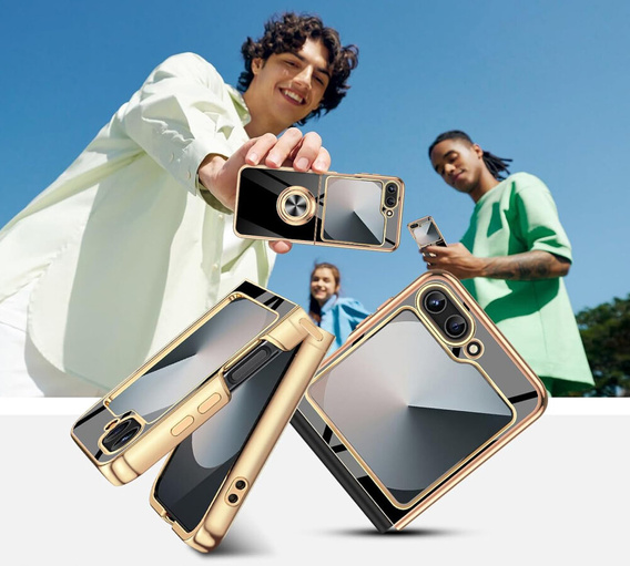 Obal na mobil pre Samsung Galaxy Z Flip7 FE / Z Flip6, Electro Ring, čierne