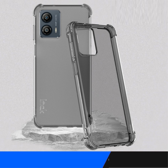 IMAK Obal na mobil pre Motorola Moto G53 5G, Dropproof, transparentné / čierne