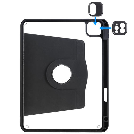 Puzdro pre iPad Pro 11" 2022/2021/2020 (4/3/2 gen.), s priestorom pre stylus, otočné o 360°, čierne