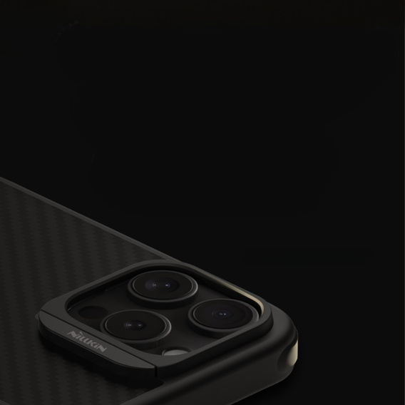 Puzdro pre iPhone 16 Pro Max, pancierované Nillkin, Carbon Fiber, pre Magsafe, čierne