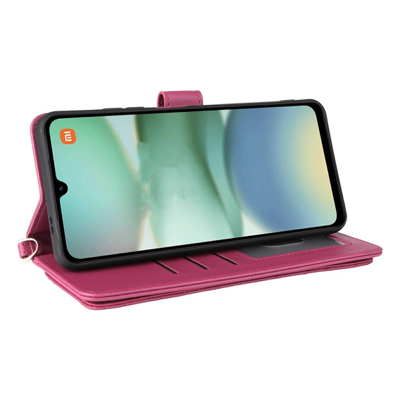 Puzdro s chlopňou pre Xiaomi Redmi A5, Crossbody Leather Wallet, bordové