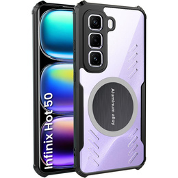 Puzdro pre Infinix Hot 50 4G, s magnetickým štítkom, transparentné / čierne