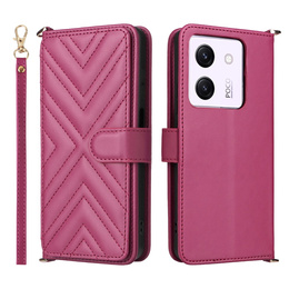 Puzdro s chlopňou pre Xiaomi Poco M7 Pro 5G, Crossbody Leather Wallet, bordové