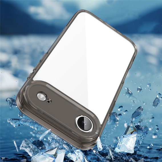 Silikónové puzdro pre iPhone Air, s tvrdou zadnou stranou, dymovo čierne