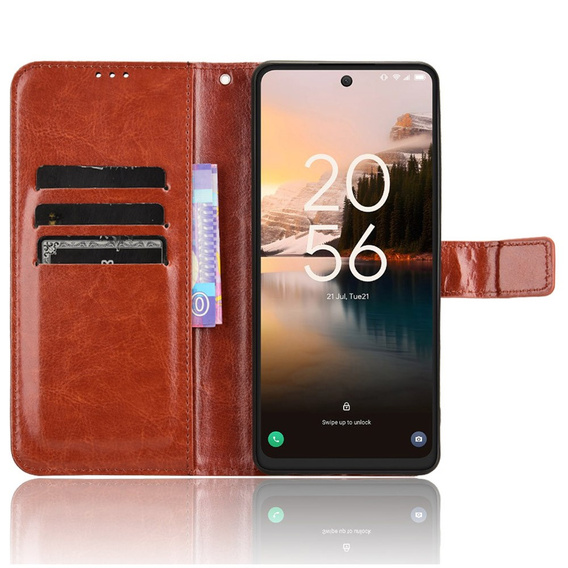 Klapkové puzdro pre TCL 40 NxtPaper, Crazy Horse Wallet, hnedé