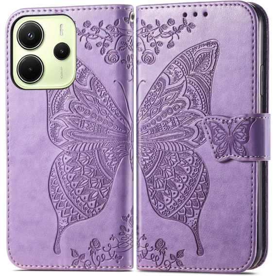 Klapkové puzdro pre Xiaomi Redmi Note 14 4G, Butterfly, fialové