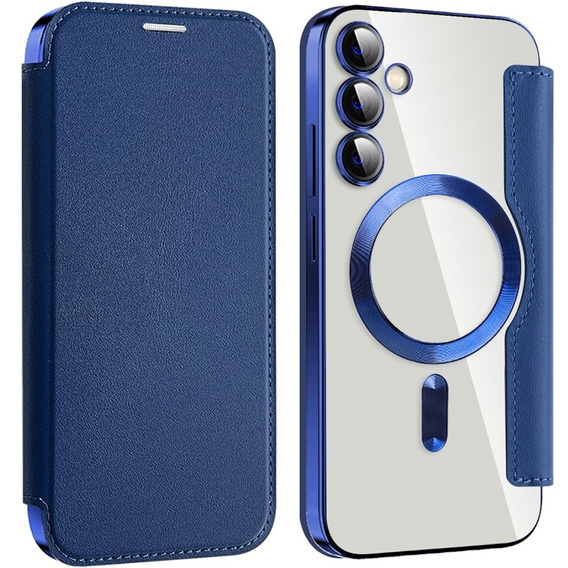 Klapkové puzdro pre Samsung Galaxy S23 FE, RFID Wallet MagSafe CamShield, tmavomodré