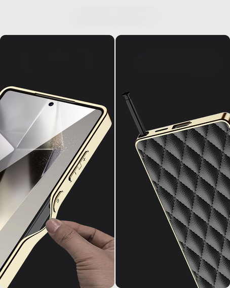 Puzdro pre Samsung Galaxy S25 Ultra, Leather Rhombus, čierne