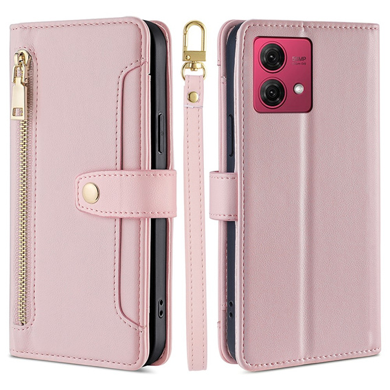 Klapkové puzdro pre Motorola Moto G84 5G, Wallet Zipper Pocket, ružové